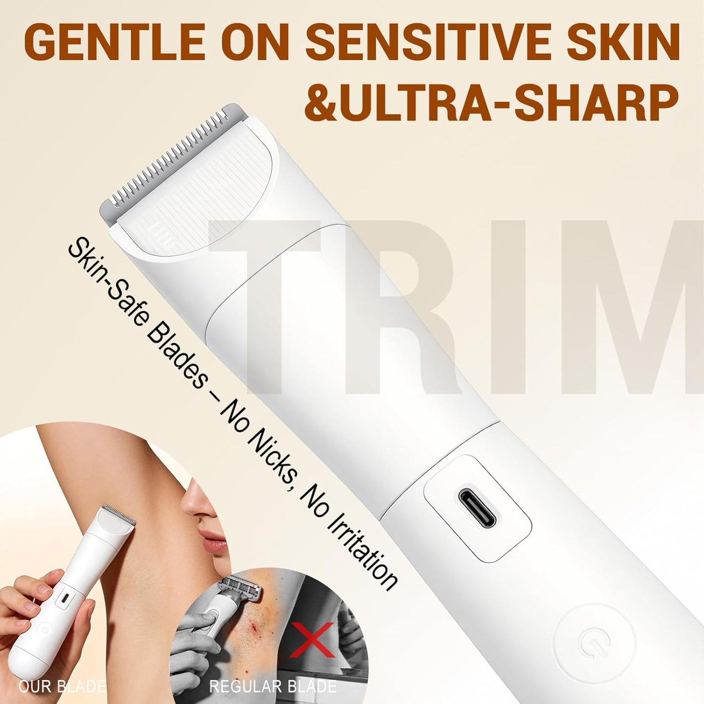 Dermave - Afeitadora de bikini IPX7 impermeable e indolora para bel...