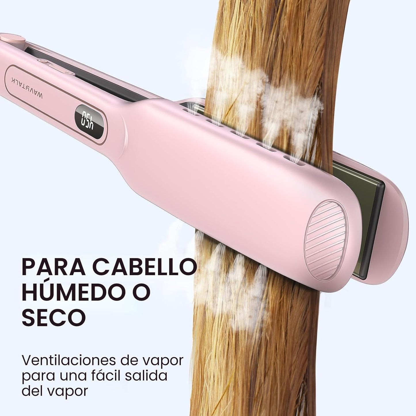 Wavytalk Plancha plana de titanio para cabello húmedo o liso, con v...
