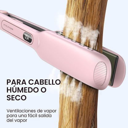 Wavytalk Plancha plana de titanio para cabello húmedo o liso, con v...