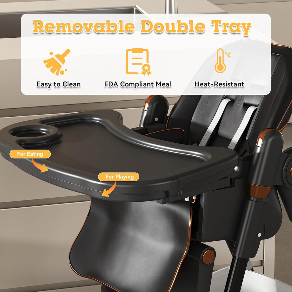 SmartEdge Silla Alta para Bebé con Ruedas, Sillas Altas Plegables 3...