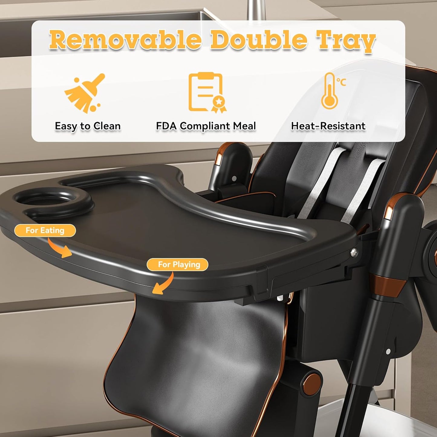 SmartEdge Silla Alta para Bebé con Ruedas, Sillas Altas Plegables 3...
