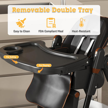 SmartEdge Silla Alta para Bebé con Ruedas, Sillas Altas Plegables 3...