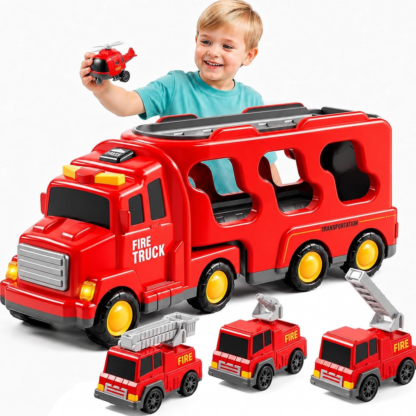 Bennol Juego de Juguetes de Camiones de Bomberos 5 en 1 para Niños...