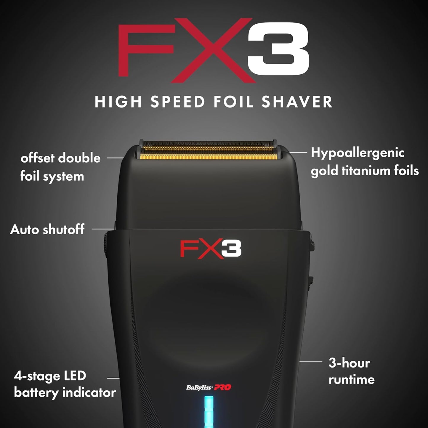 BaBylissPRO Barberology - Afeitadora eléctrica de doble hoja FXX3SB FX3 profesional de alta velocidad
