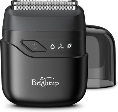 Brightup Afeitadoras eléctricas de aluminio para hombres, mini maquinilla de afeitar eléctrica para afeitarse la cara, afeitadora compacta de viaje con cuchillas flotantes, maquinilla de afeitar impermeable en húmedo y seco recargable por USB C