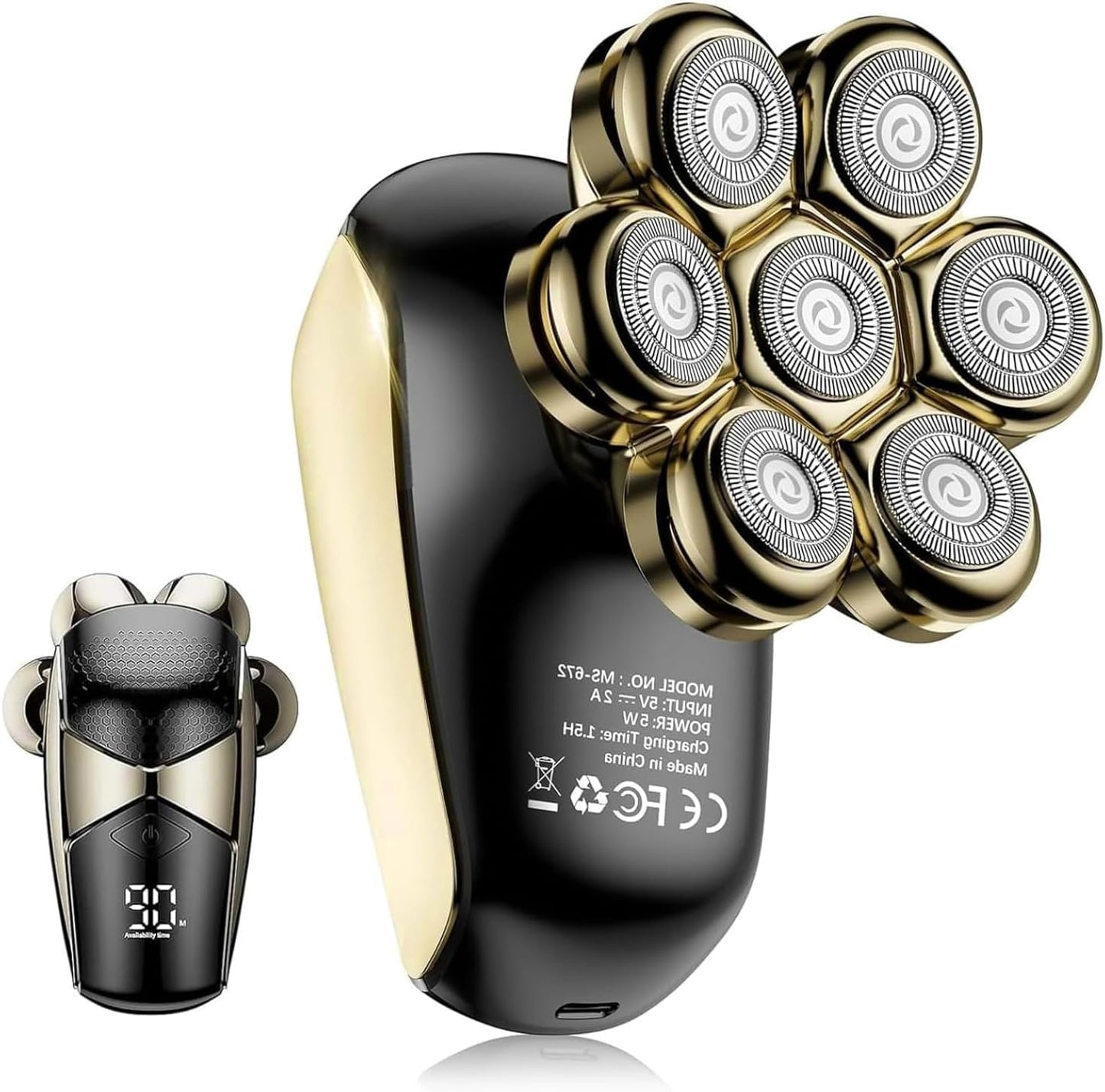 SHPAVVER Afeitadoras de cabeza para hombres calvos: Afeitadora eléctrica mejorada 5 en 1 - Kit de aseo de afeitado IPX7 impermeable para cabezas más calvas - Cuchillas de velocidad turbo y precisión