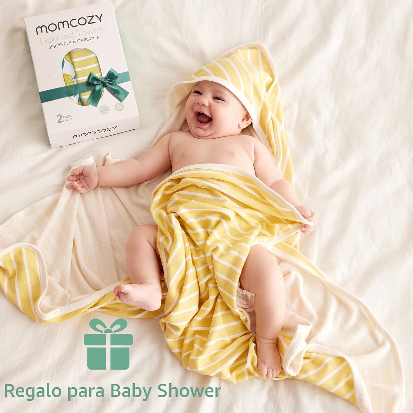 Momcozy Toalla de baño para bebé con capucha - Juego de toallas gra...