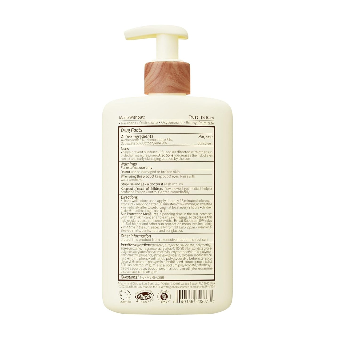 Sun Bum Daily SPF 50 - Loción corporal de protector solar de amplio espectro hidratante con vitamina E - Vegano y conforme con la Ley 104 de Hawái (sin octinoxato ni oxibenzona) - Testado por