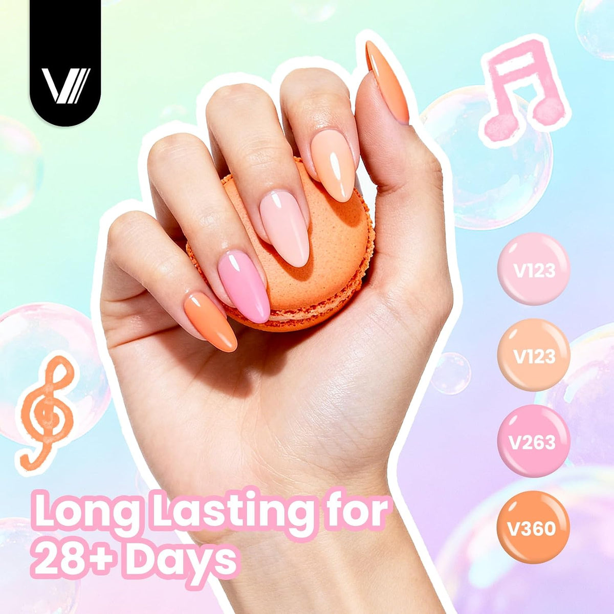 VANREESA - Juego de 24 esmaltes de uñas de gel en colores pastel, e...