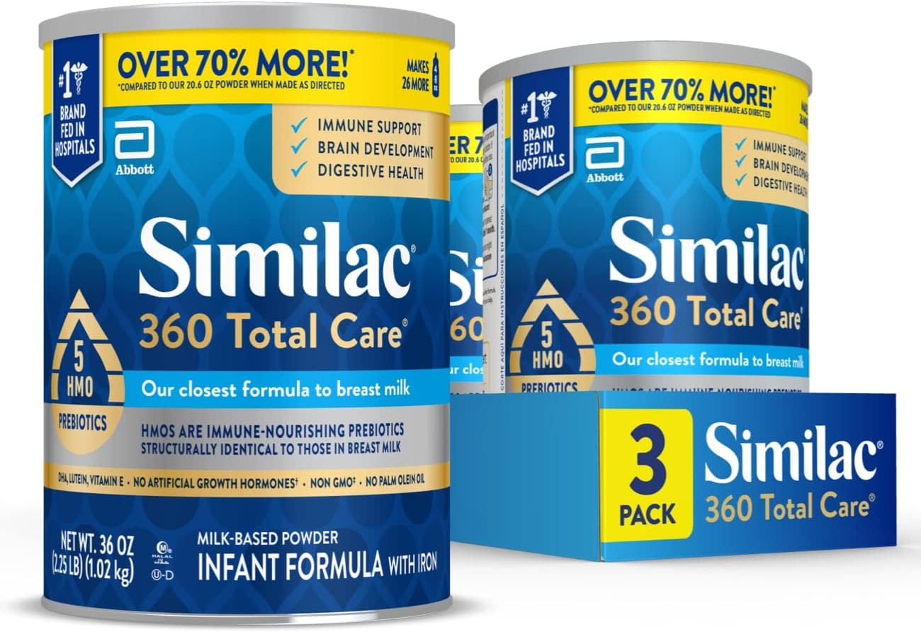 Similac 360 Total Care - Fórmula infantil, tiene 5 prebióticos HMO,...
