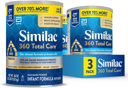 Similac 360 Total Care - Fórmula infantil, tiene 5 prebióticos HMO,...