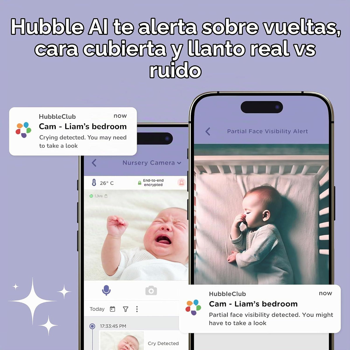 HUBBLE CONNECTED GoBaby Twin - 2 cámaras de monitor para bebé con c...