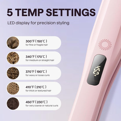 Wavytalk Plancha de pelo a vapor, sesión de vapor, reduce el daño, nutre el cabello y acelera el alisado, plancha plana de titanio nano de 1.38'' con peine desmontable para alisado sedoso, Rosa Sakura