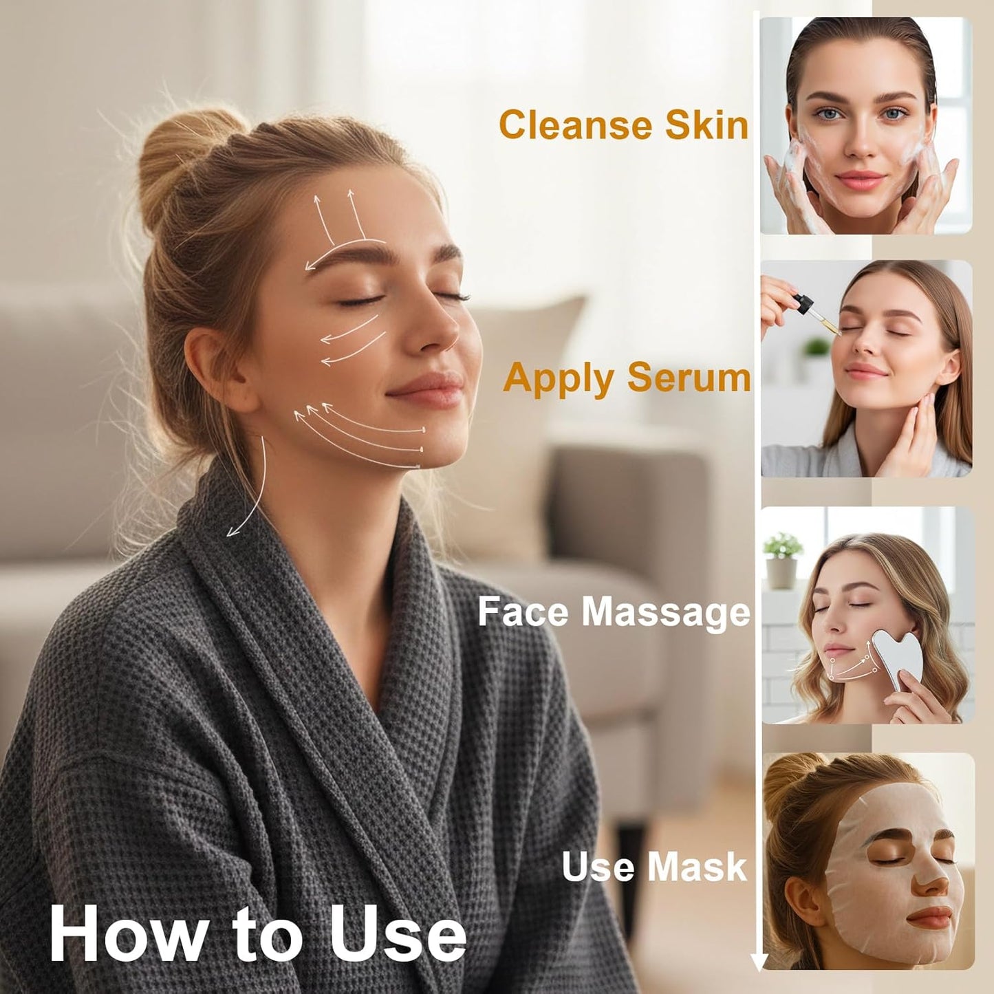 Herramienta Gua Sha de acero inoxidable y cepillo facial de drenaje...