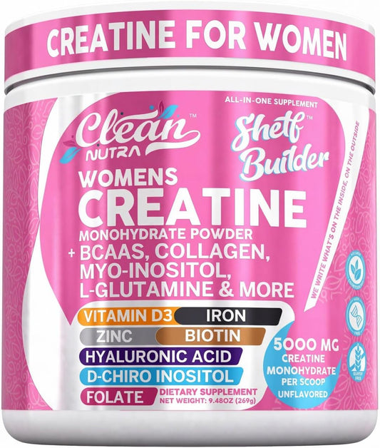 Clean Nutra - Polvo de monohidrato de creatina para mujer, sin sabo...