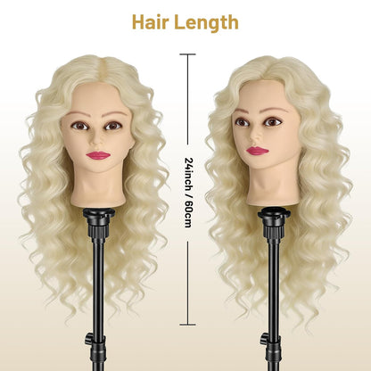 Cabeza de maniquí con 90% cabello humano, cabeza de muñeca de pelo...