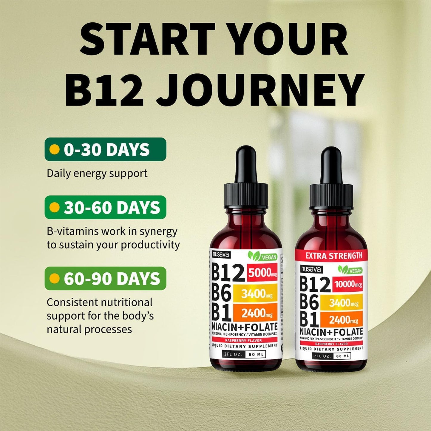 Paquete de 2 gotas líquidas de vitamina B12 y B6, complejo de vitam...