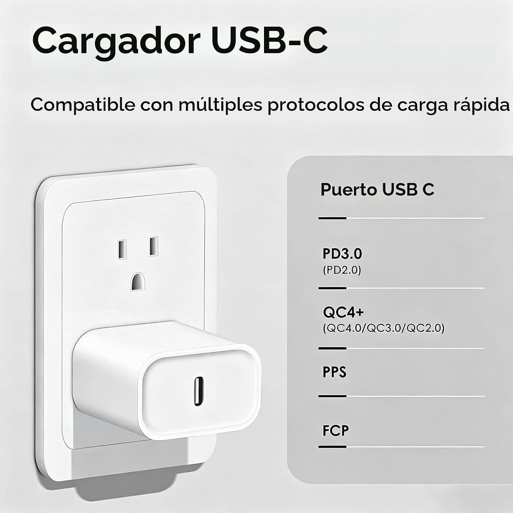 Cargador rápido para iPhone, [certificado MFi] Bloque de carga rápi...