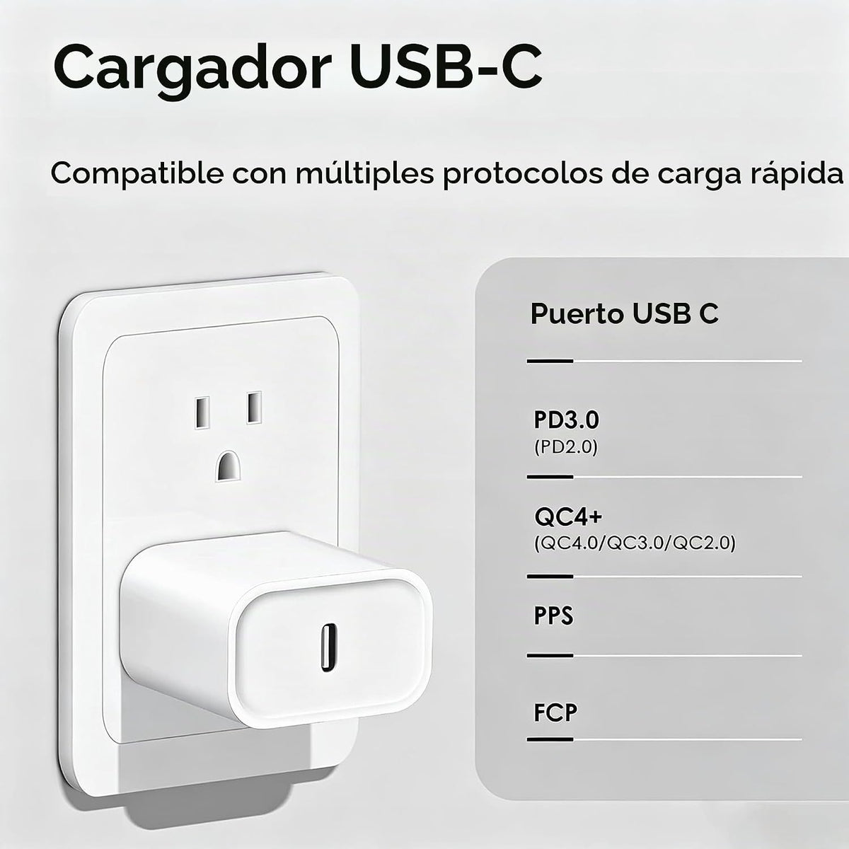 Cargador rápido para iPhone, [certificado MFi] Bloque de carga rápi...
