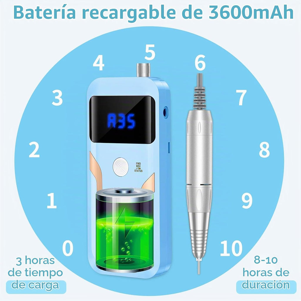 MOCOWIND Taladro de uñas portátil profesional 35000 RPM, lima eléct...