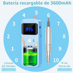 MOCOWIND Taladro de uñas portátil profesional 35000 RPM, lima eléct...