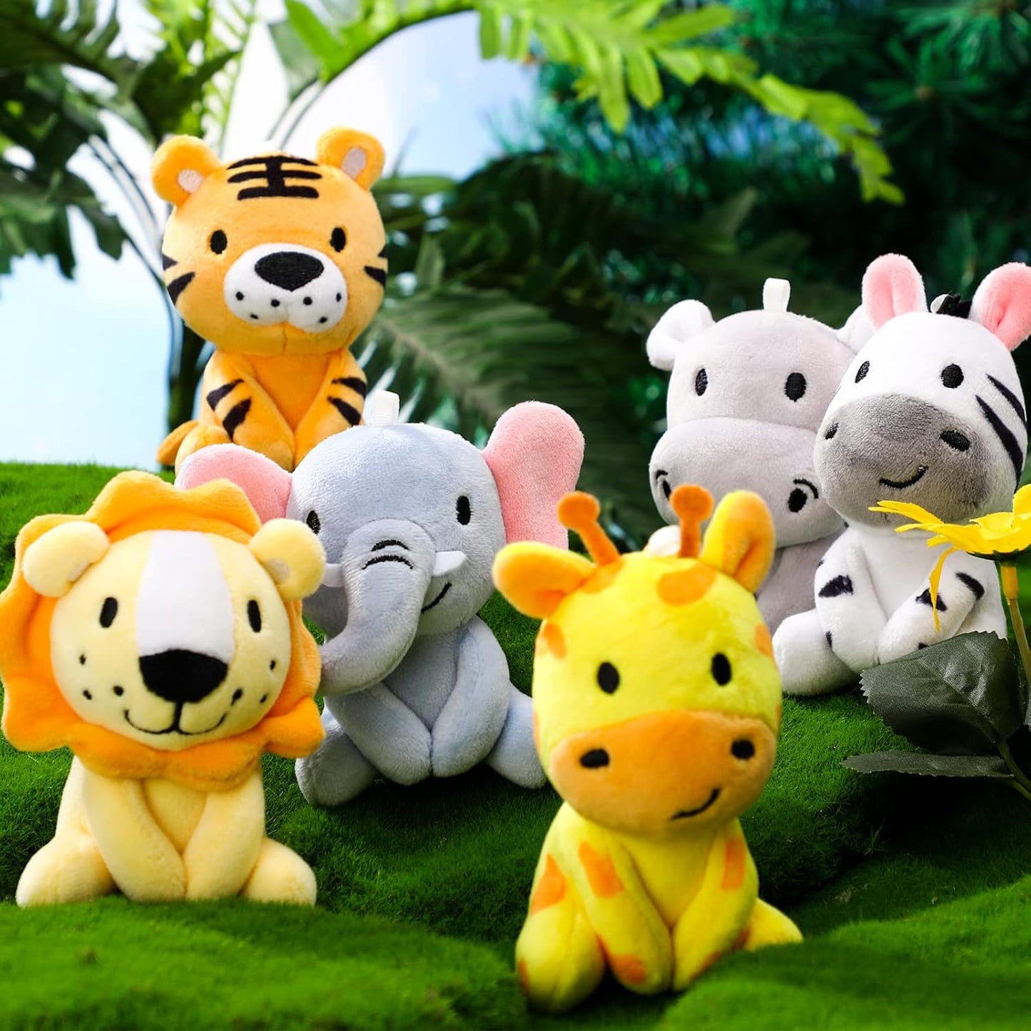 Suilung 12 Piezas Mini Animales de Peluche de Safari a Granel de 4&...