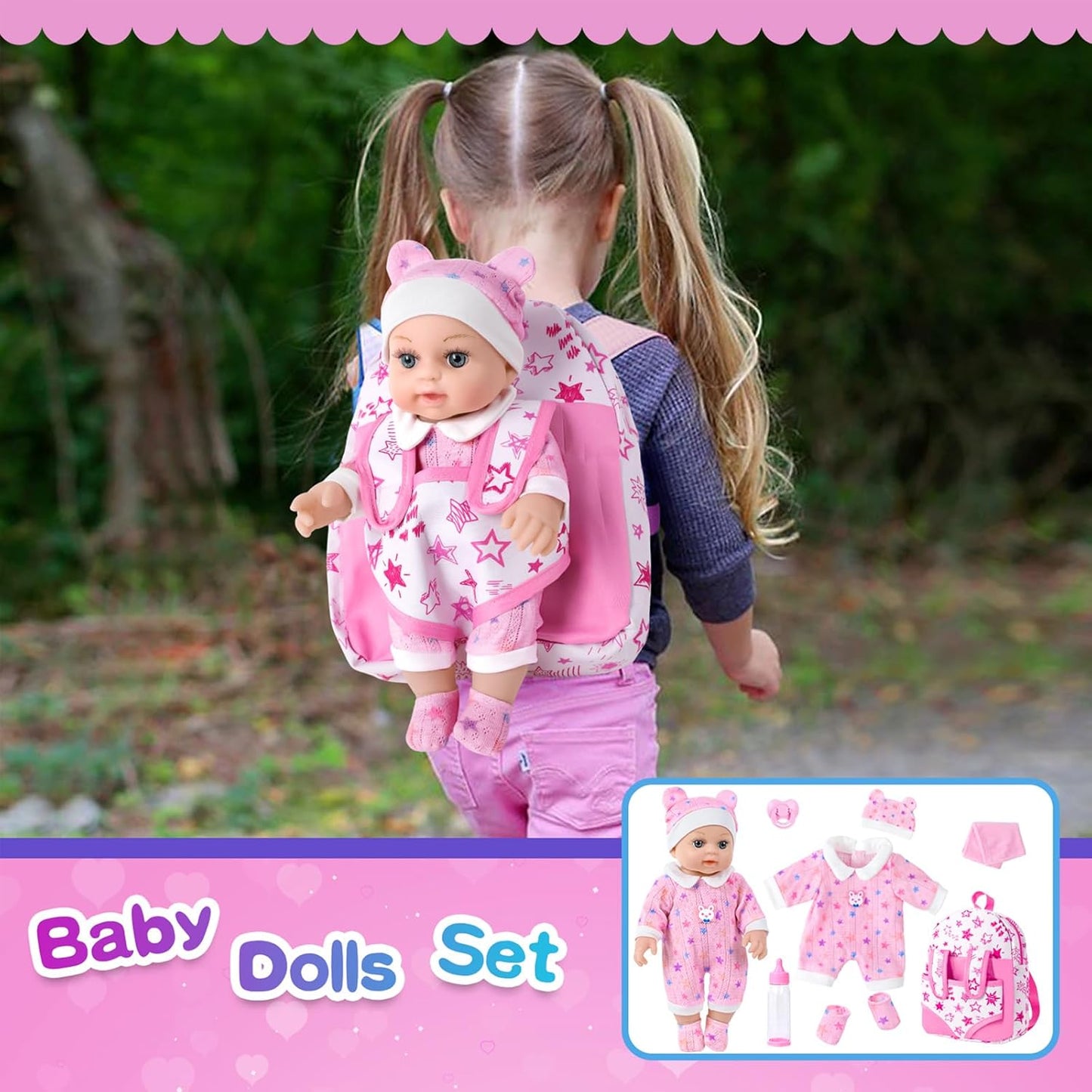 BDDOLL Muñeca de bebé de 12 pulgadas en caja de regalo con mochila...