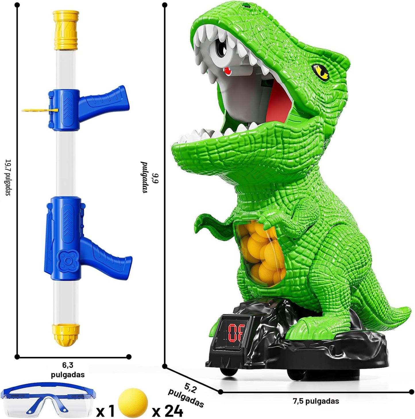 NIPLOOOW Juguetes de disparo de dinosaurios movibles para niños de...