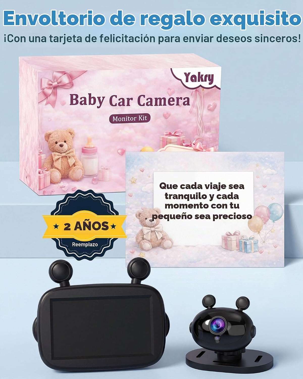 Cámara de coche de bebé HD 1080P: Fácil de instalar cámara de asien...