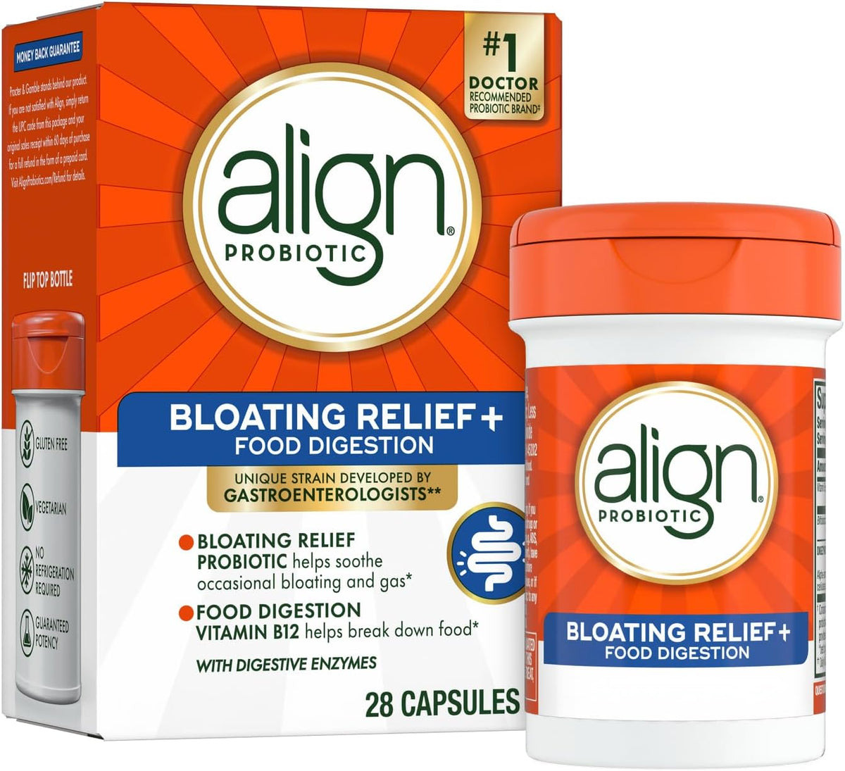 Align Alivio de la Hinchazón Probiótico + Digestión de Alimentos, P...