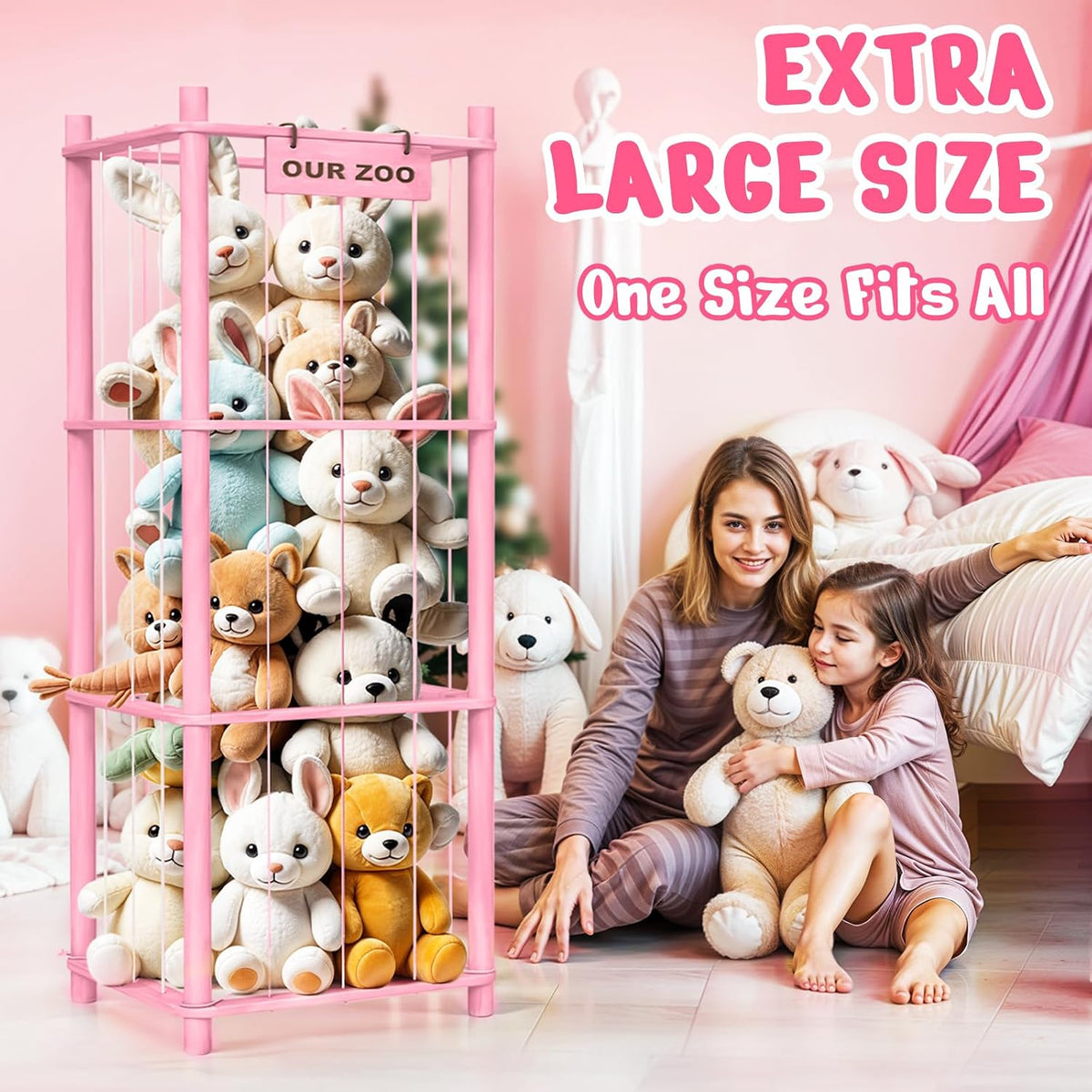 Woodure Almacenamiento y Organizador de Animales de Peluche, Soport...