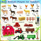 BOLZRA Farm Animals Big Red Barn Toy con Tractors Fence para Toddlers 1-5