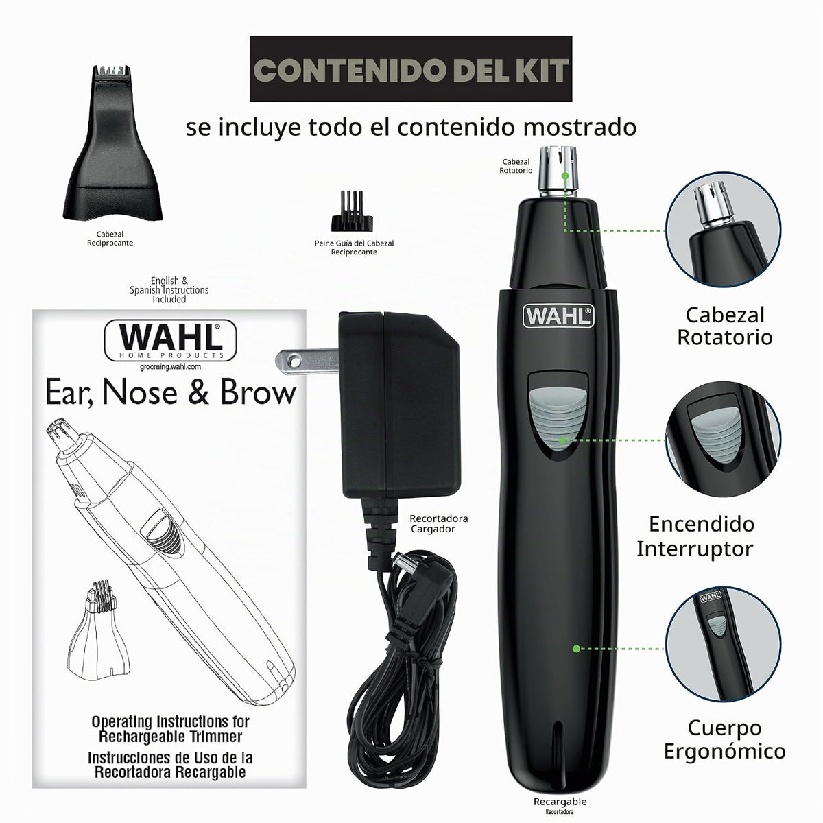Wahl Groomsman Recortadora de precisión recargable para un aseo hig...