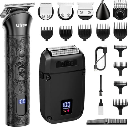 Ufree Recortadora de barba para hombres, afeitadora eléctrica de lá...