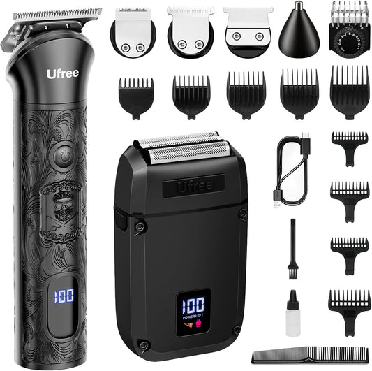 Ufree Recortadora de barba para hombres, afeitadora eléctrica de lá...