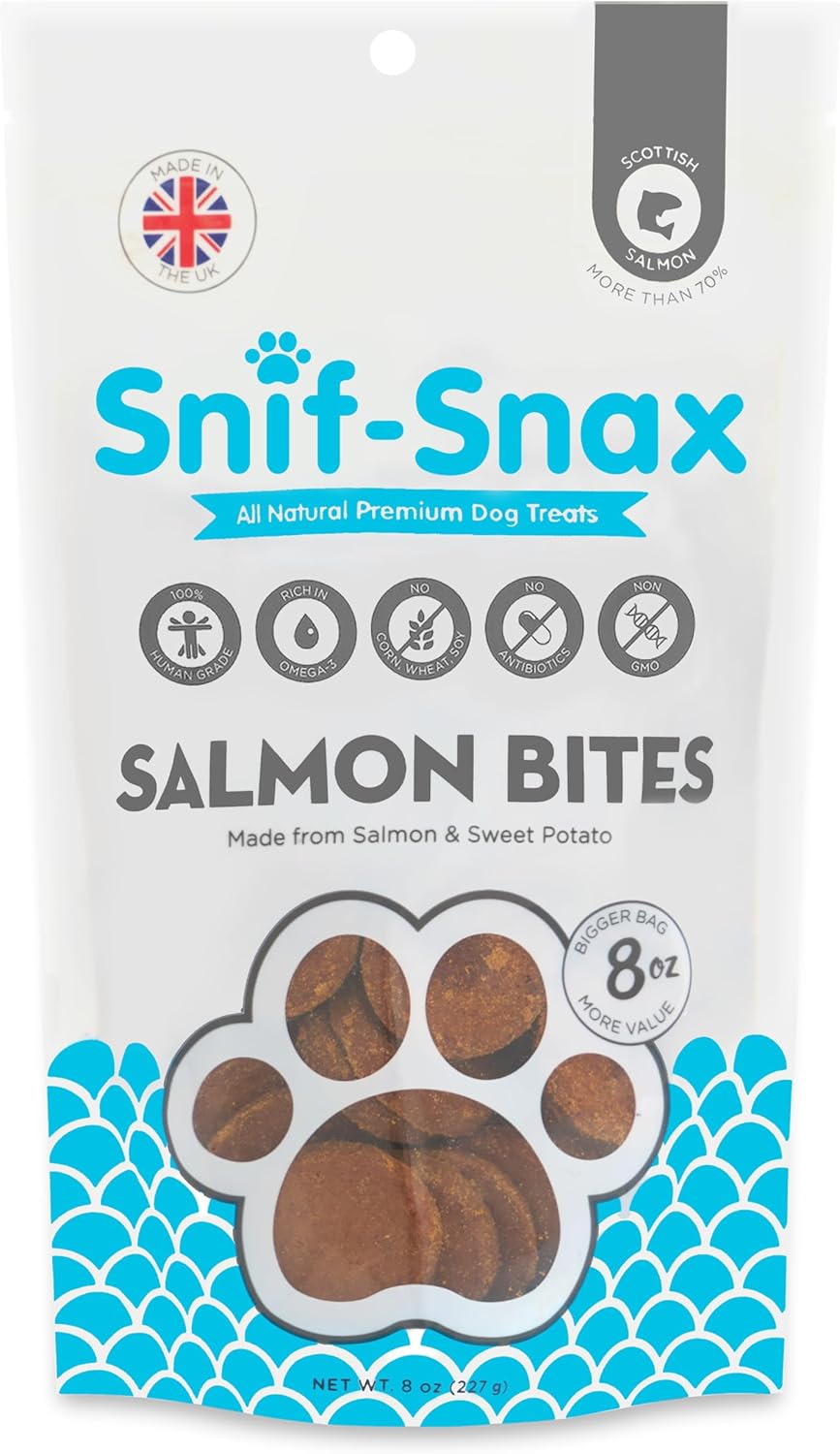 Snif-Snax Salmon Bites - Golosinas para perros (8 onzas), golosinas...
