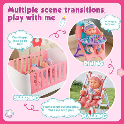 Juego de accesorios para cuna y cochecito de bebé con muñeca de beb...