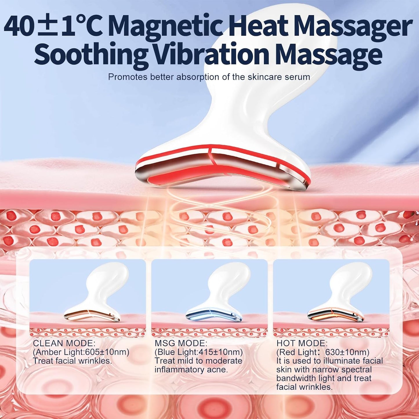 Terapia de luz roja para cara, masajeador facial multifuncional con...