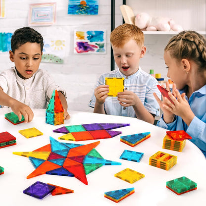 OugerToy - Ladrillos magnéticos educativos para niños, 64 piezas bl...