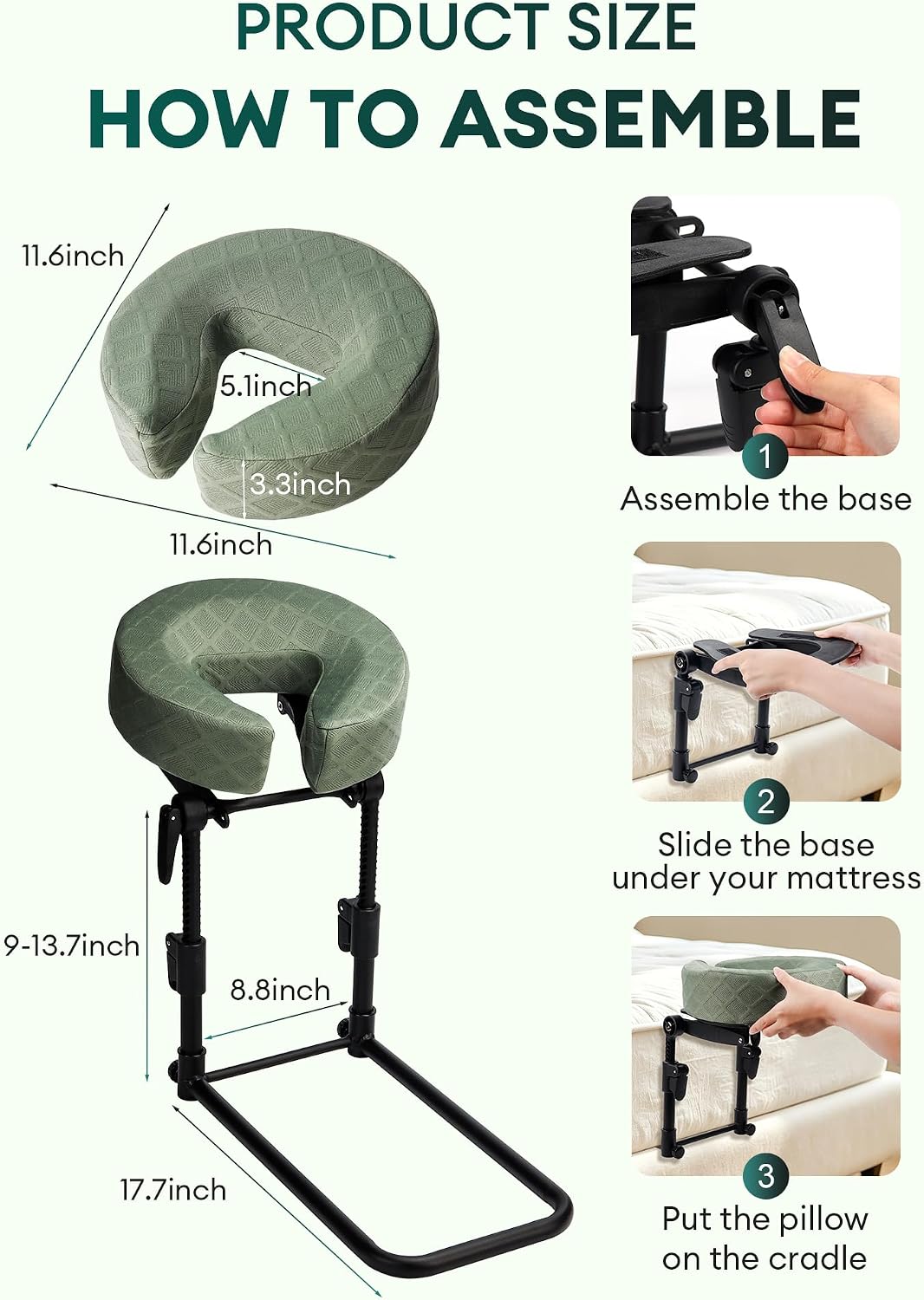 LIARTY Reposacabezas de masaje para cama, base facial debajo del co...