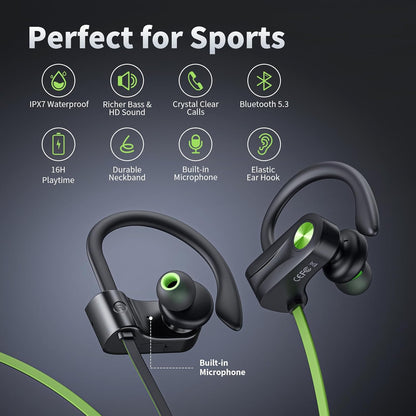 JOYWISE - Auriculares Bluetooth, auriculares inalámbricos IPX7 resi...