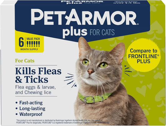 PetArmor Plus tratamiento anti pulgas y garrapatas para gatos de má...