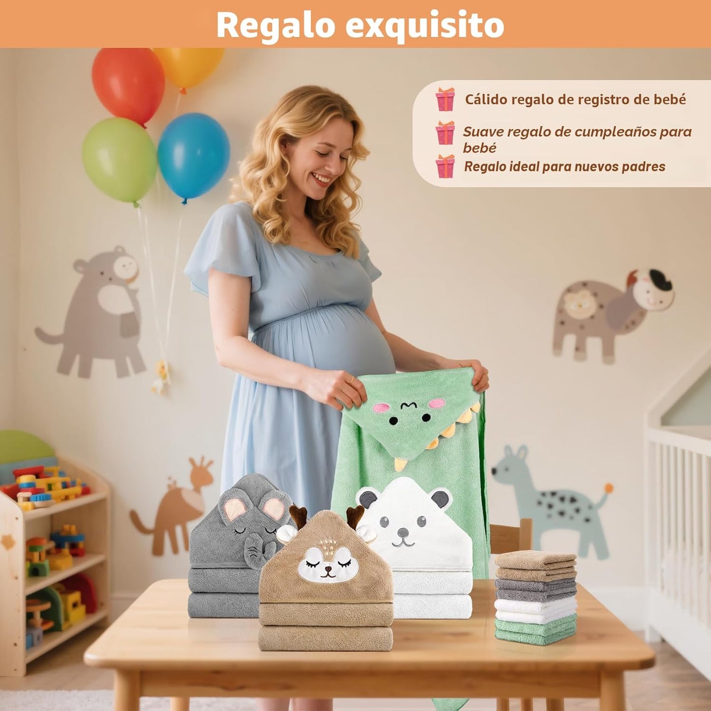 CandyHome Juego de 12 toallas de baño para bebés y niños pequeños,...