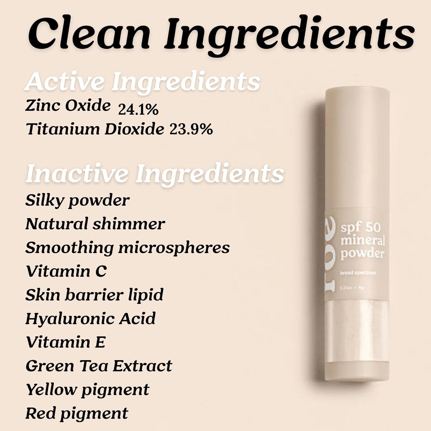 Roe Wellness - Polvo de protección solar mineral con brocha SPF 50 para niños, EWG, apto para arrecifes, fácil de aplicar para niños, bebés y padres