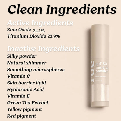 Roe Wellness - Polvo de protección solar mineral con brocha SPF 50...