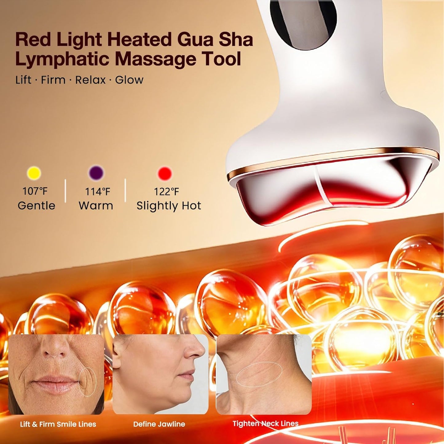 RFVDC Cold Heat Gua Sha - Masajeador linfático facial para cuello,...