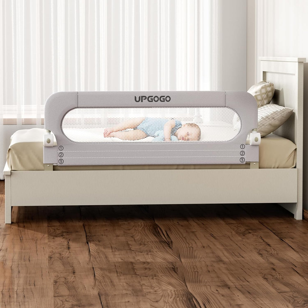 UPGOGO Riel plegable para cama para niños pequeños, gris, 59 pulgad...