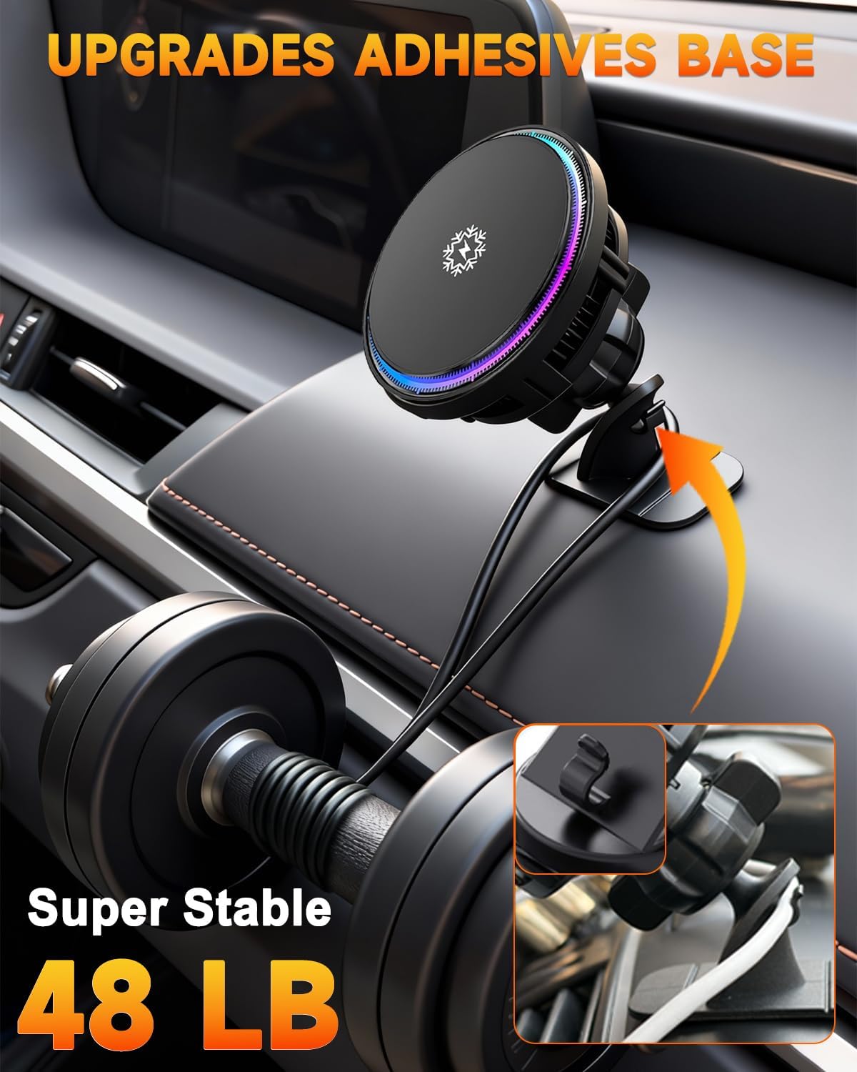 Cargador inalámbrico magnético de refrigeración dual TEC y ventilador 2026, para cargador de coche Magsafe de 15 W, RGB, ventilación de aire/tablero de instrumentos Soporte de teléfono de carga