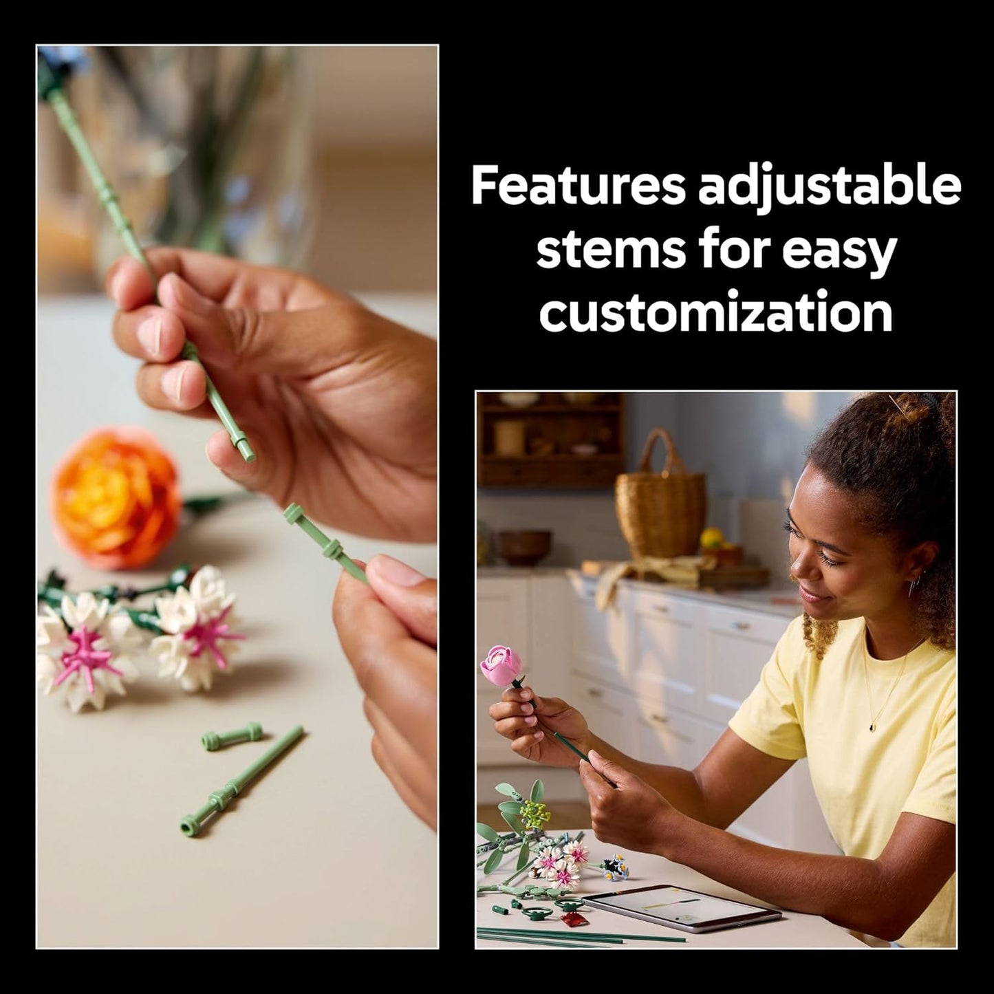 LEGO Botanicals Juego de Construcción de Ramo de Flores Rosas Bonitas para Adultos - Regalos para Aniversario para Mujeres y Hombres - Flores Artificiales para Decoración o Exhibición en Mesa - 10342