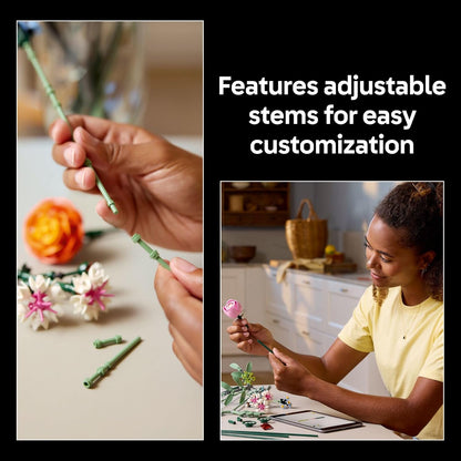 LEGO Botanicals Juego de Construcción de Ramo de Flores Rosas Bonitas para Adultos - Regalos para Aniversario para Mujeres y Hombres - Flores Artificiales para Decoración o Exhibición en Mesa - 10342